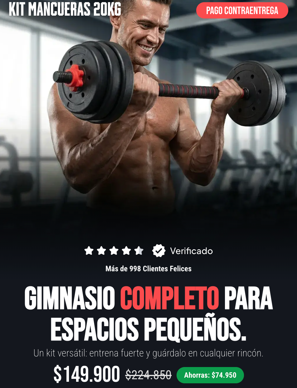 Kit Mancuernas 40 LB - Tu gimnasio completo, sin salir de casa